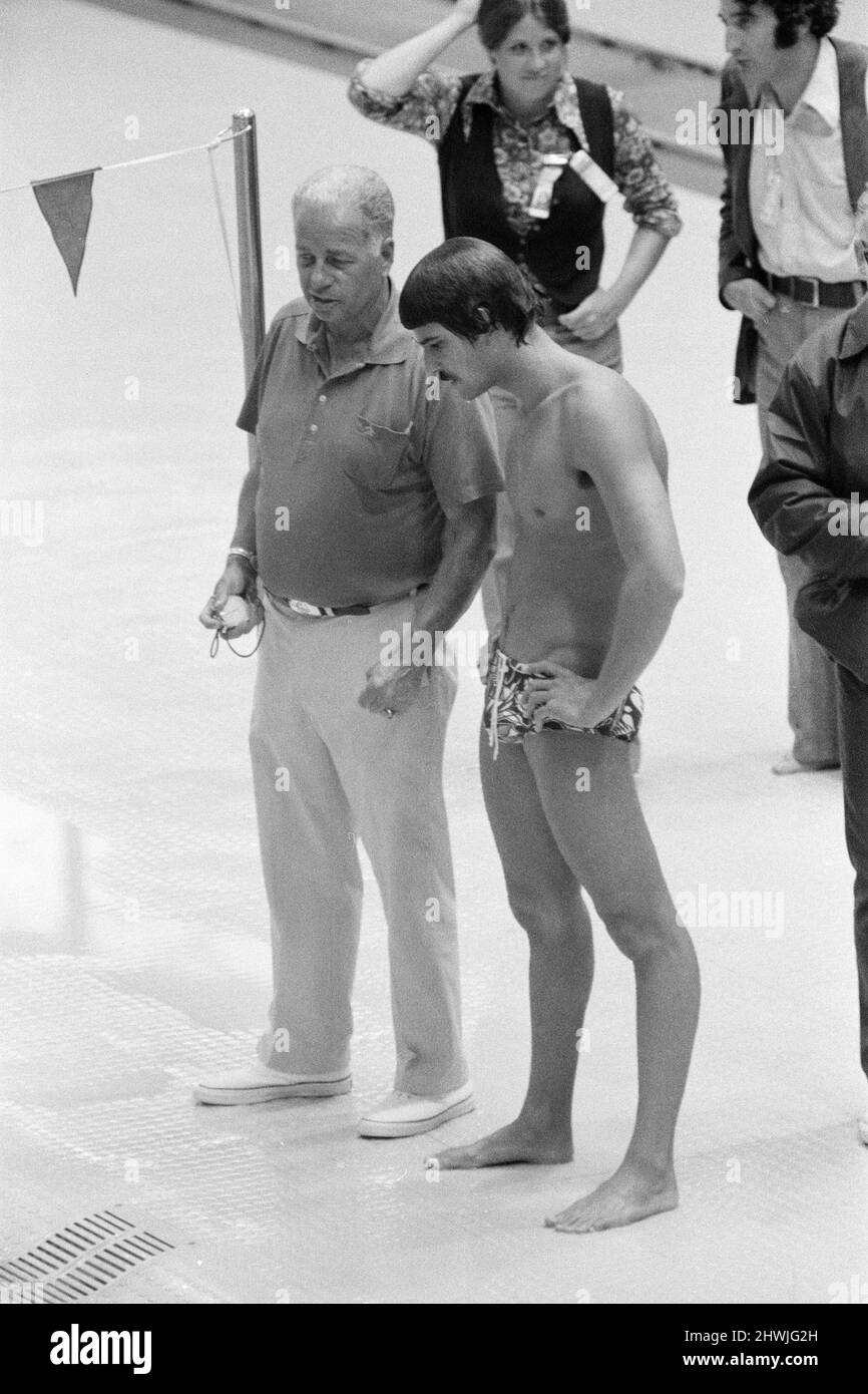 Olympic Games 1972 Munich Germany, Wednesday 23rd August 1972. Our picture shows ... Mark Spitz american swimmer at the Olympic pool. Stock Photo