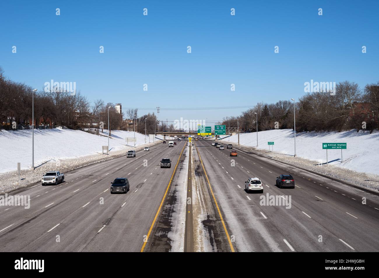Interstate 55 in St. Louis during winter Stock Photo