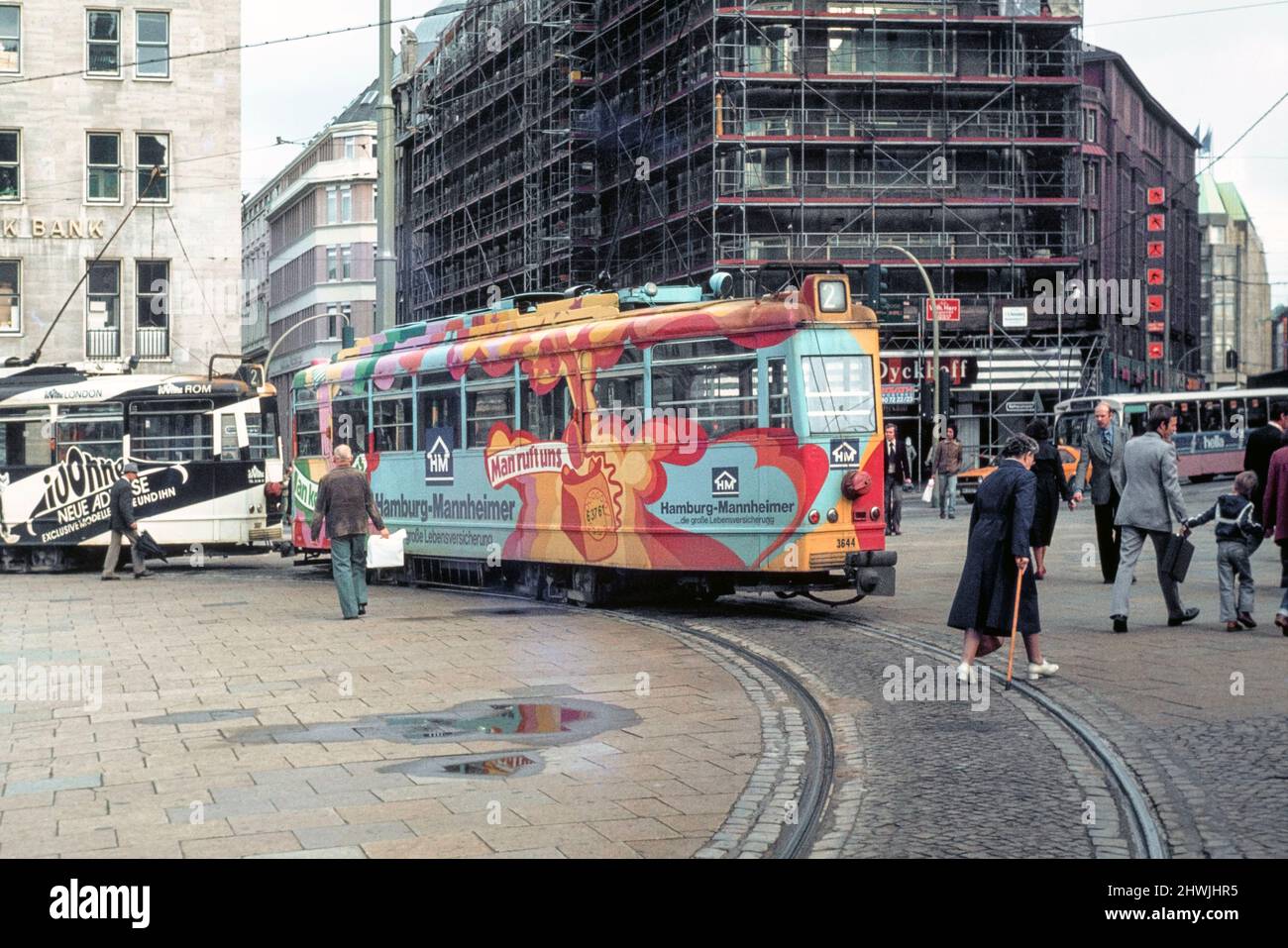 vintage tram in service circa 1980 hamburg germany Stock Photo