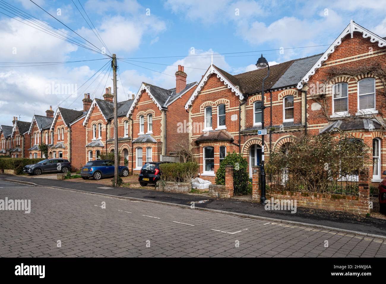 Semi-detached Victorian houses in Fairfields Road, Basingstoke, Hampshire, England, UK Stock Photo