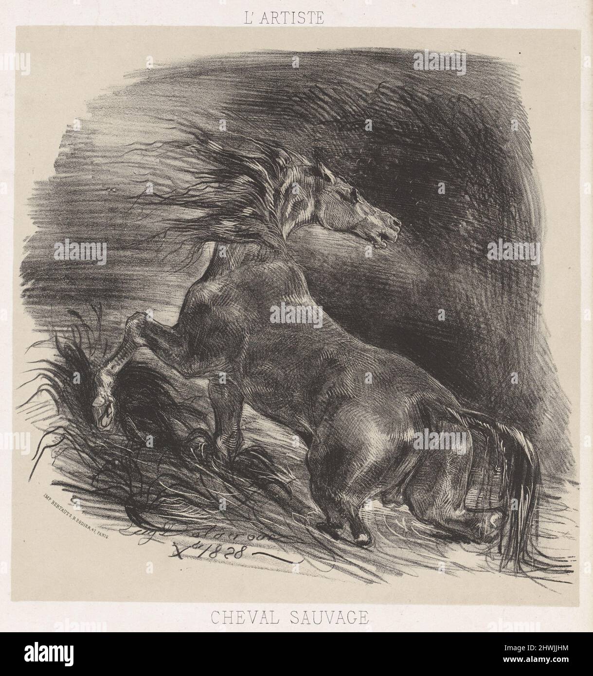 Cheval sauvage (Wild Horse).  Artist: Eugène Delacroix, French, 1798–1863 Stock Photo
