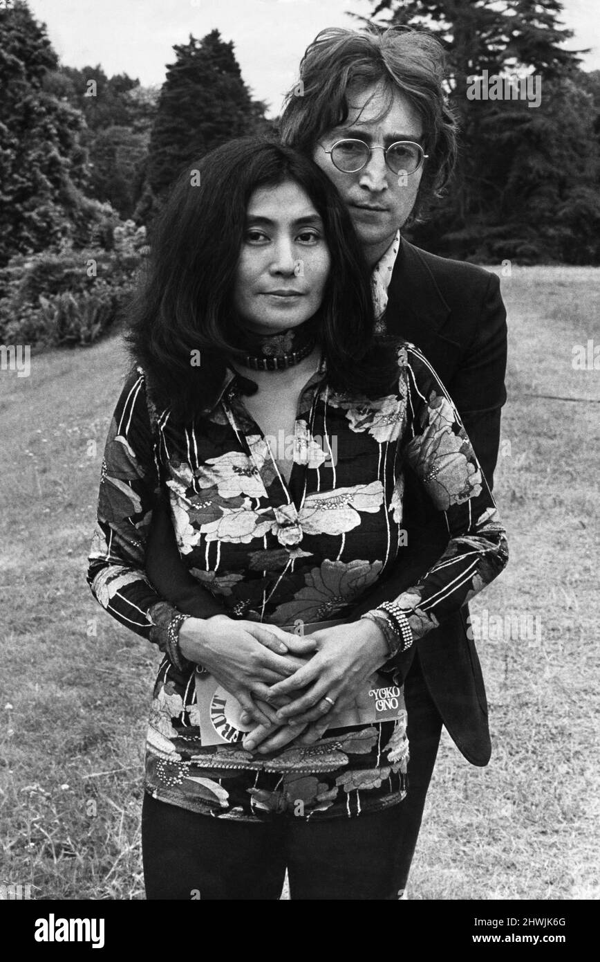 Former member of The Beatles pop group John Lennon pictured with his