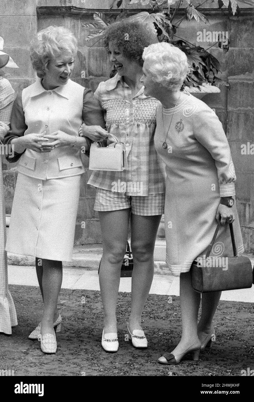 Ladies of Television Luncheon, at The Britannia Hotel,  Grosvenor Square, London, W1.Picture taken 24th May 1971  Left is June Whitfield Middle is Una Stubbs Right is Barbara Mullen Stock Photo