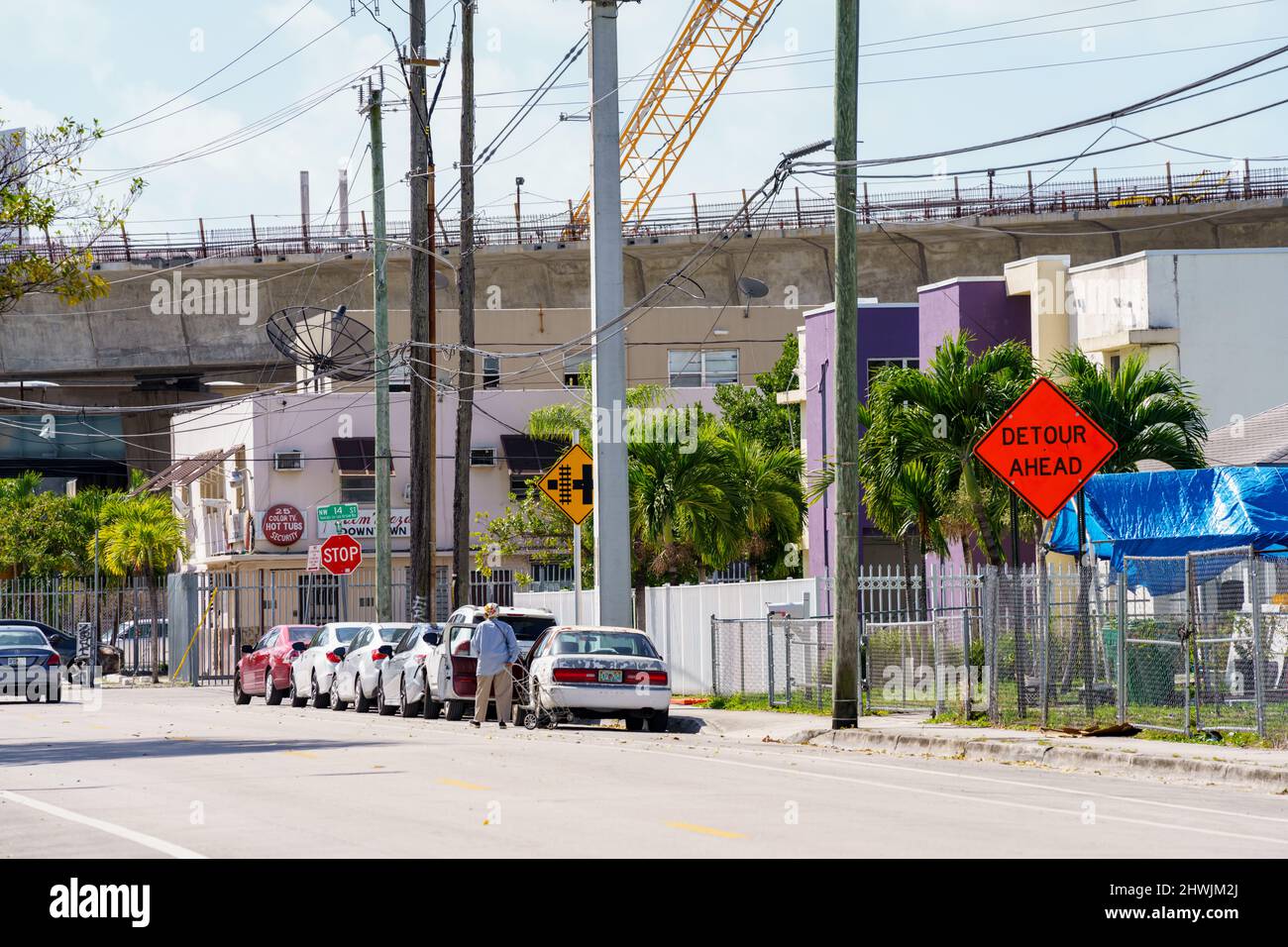 Miami, FL, USA March 5, 2022 Street view of Overtown Miami Stock