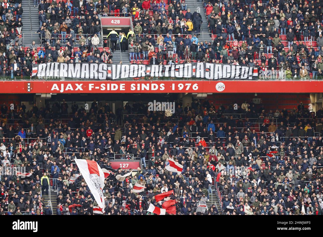 Amsterdam , 06-03-2022 , Johan Cruijff Arena , Dutch football , Eredivisie  , season 2021 / 2022 , Ajax vs RKC , banner in the stand (Photo by Pro  Shots/Sipa USA) *** World Rights Except Austria and The Netherlands ***  Stock Photo - Alamy