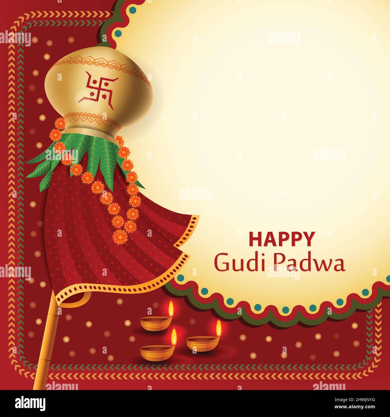 Happy Gudi Padwa Hindu Festival Greeting Card Background. Creative ...