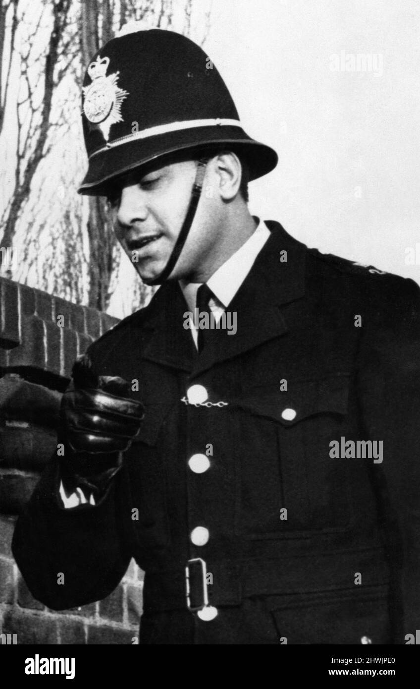 PC Ralph Ramadhar, 26th November 1973. West Indian born PC Ralph Ramadhar, Birmingham's first non caucasian policeman, is to be promoted, and will become Britain's first non caucasian sergeant. Stock Photo