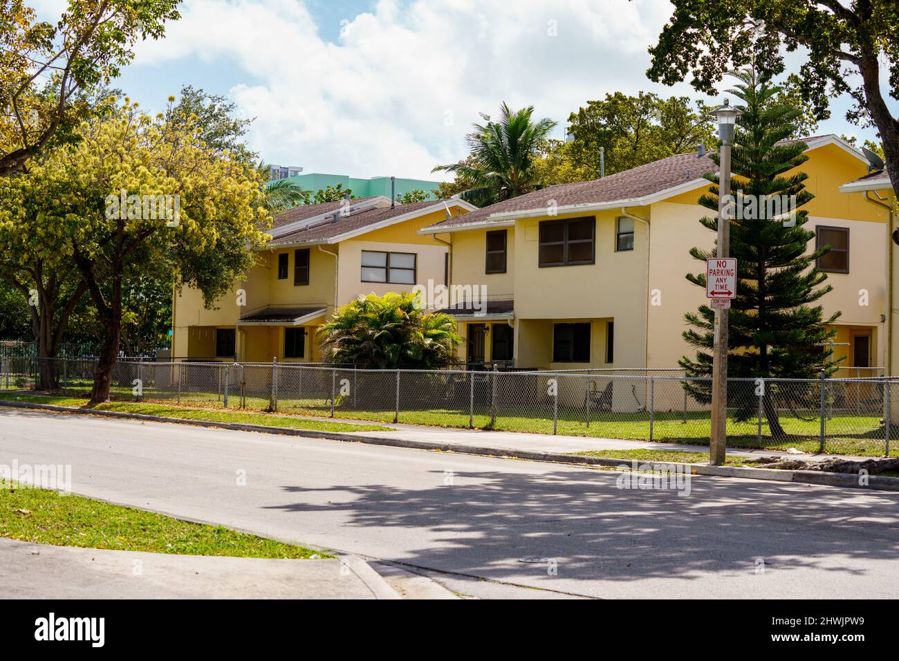 Miami, FL, USA March 5, 2022 Low apartment homes in Overtown