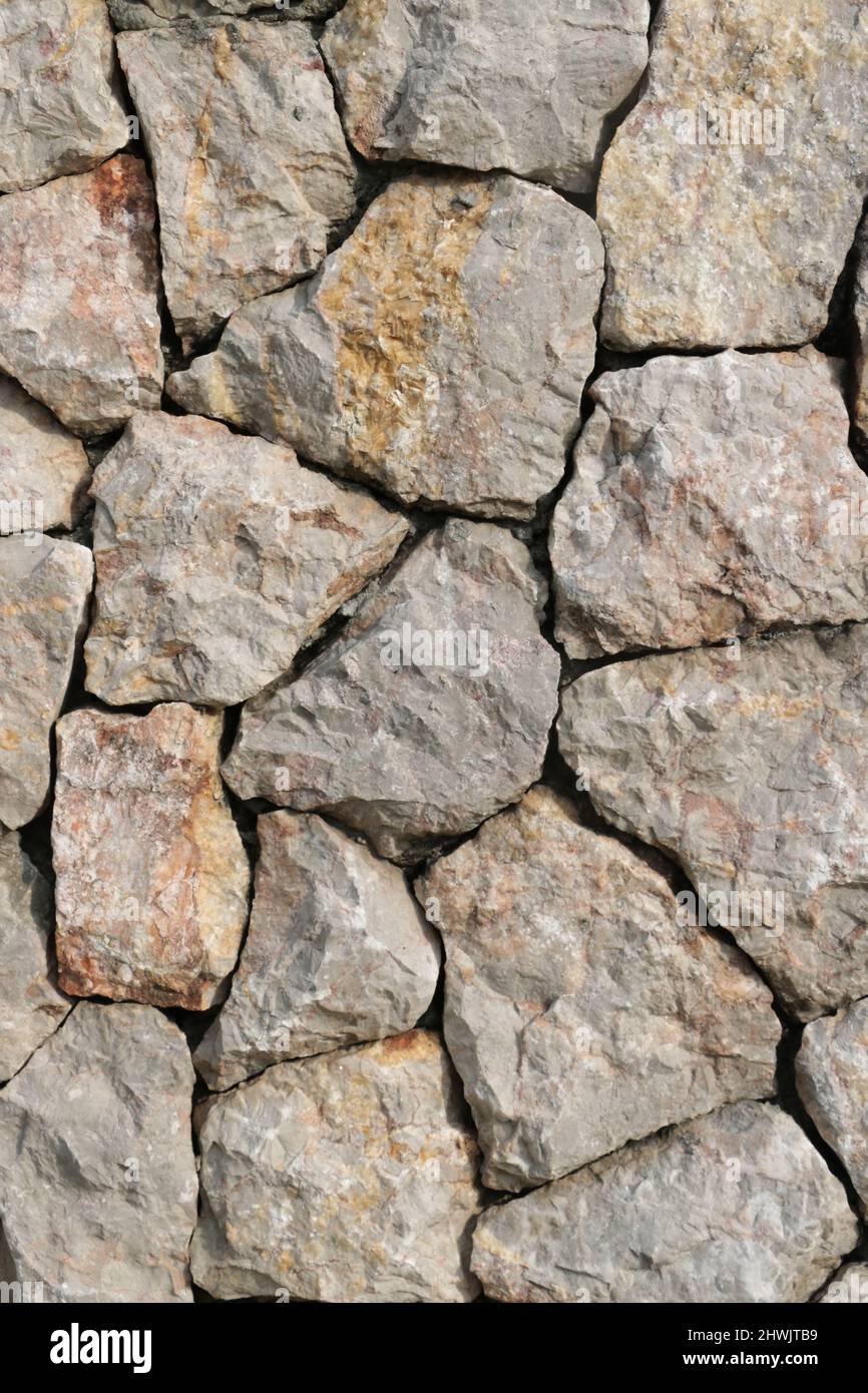 large granite wall light gray and light brown Stock Photo