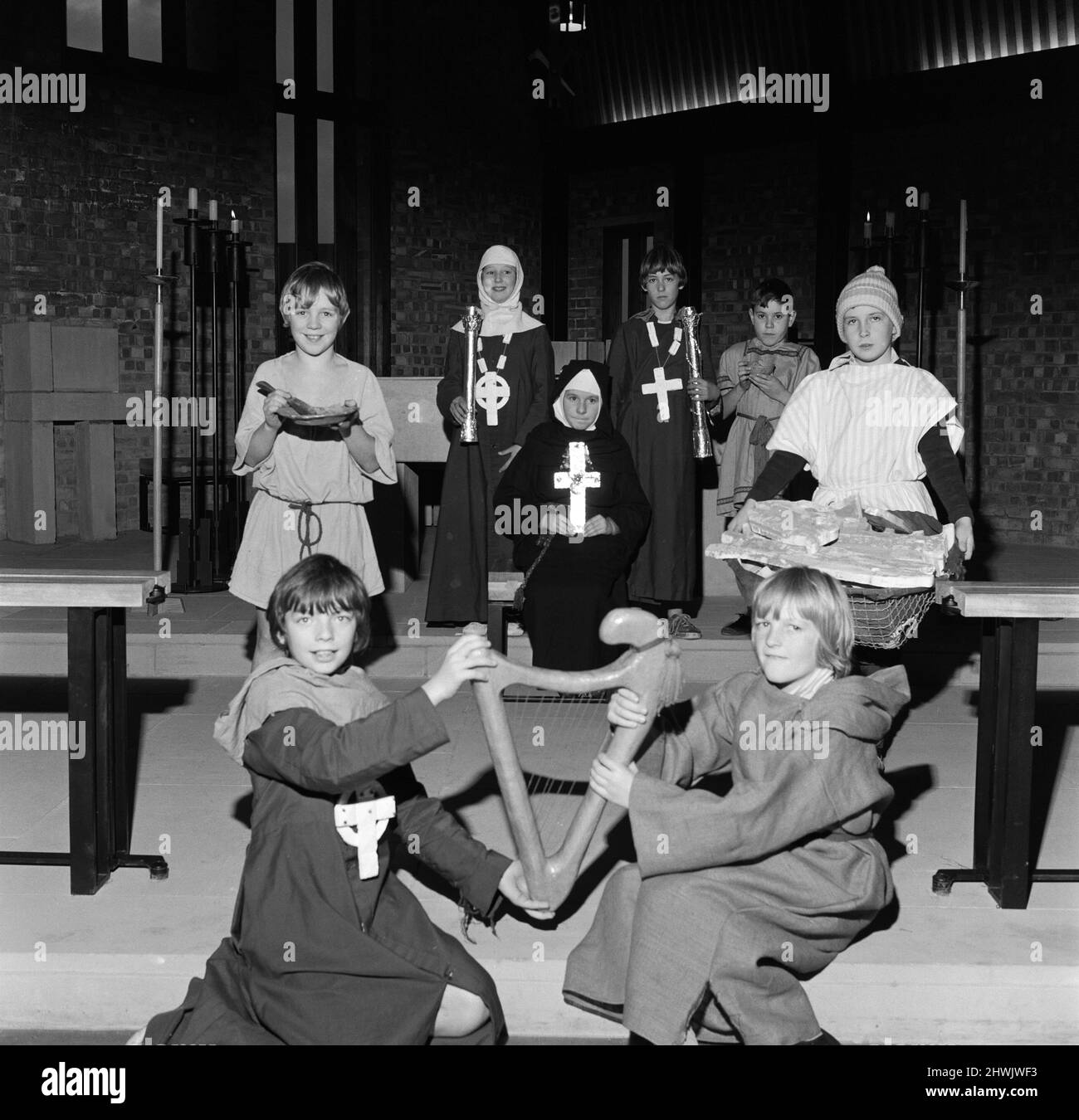 Thornaby Church of England school play. 1972. Stock Photo