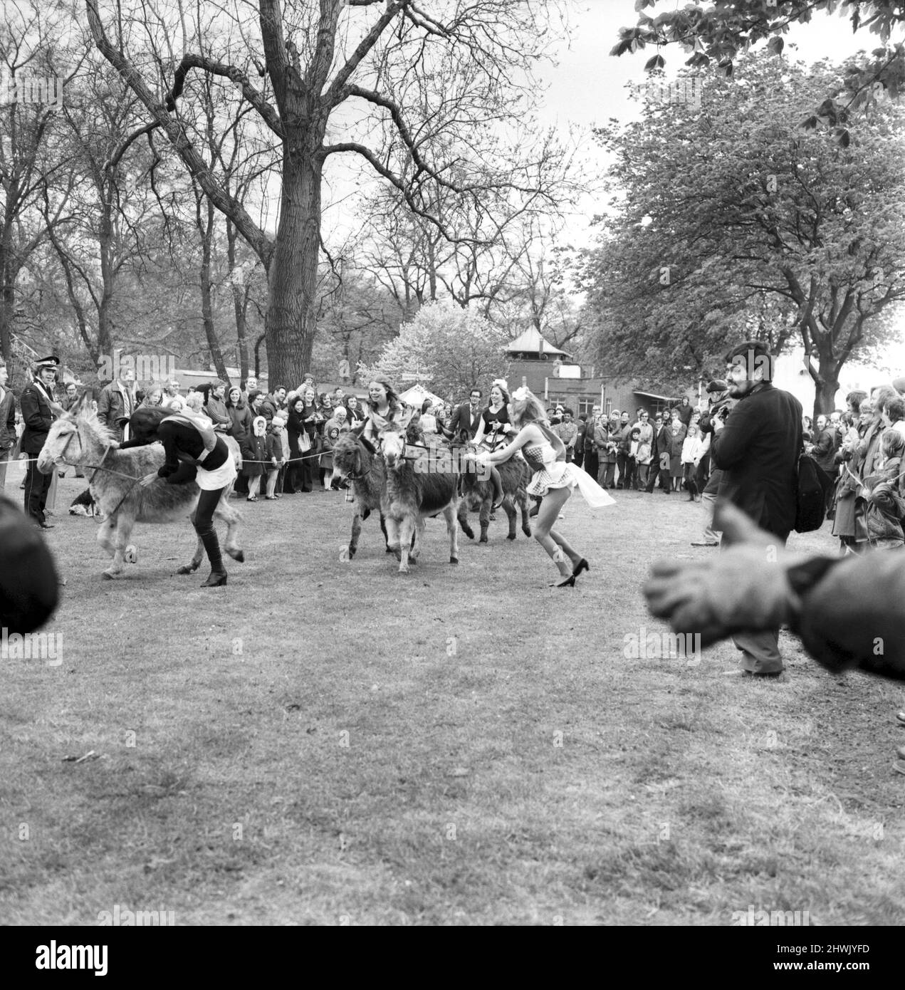 Donkey Derby held for charity at Festival Gardens. April 1972 72-04585-004 Stock Photo