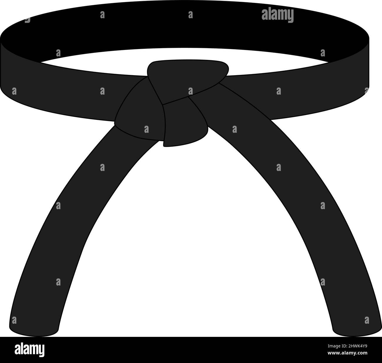 Karate belt black color isolated on white background. Design icon of ...