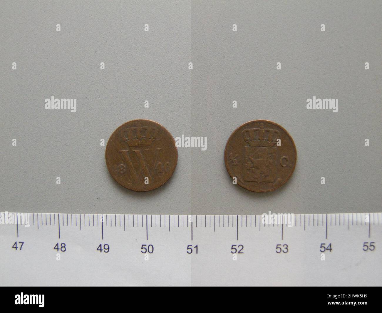 1/2 Cent of William II, King of the Netherlands from Utrecht. Ruler ...