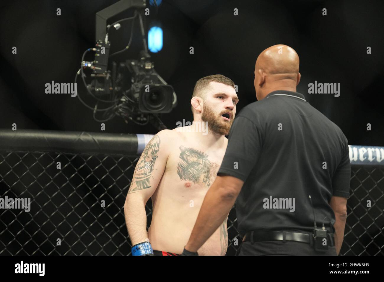 Las Vegas, Nevada, USA. 05th Mar, 2022. Michal Oleksiejczuk reacts