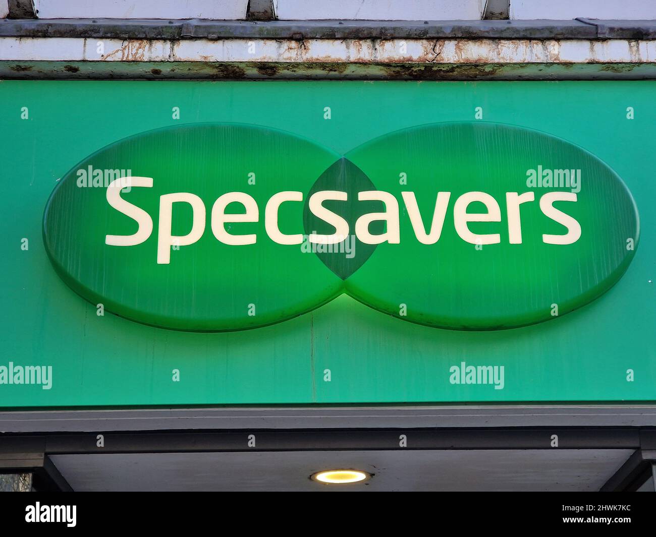 Cardiff, Wales, UK, February 25, 2022 Specsavers optician logo
