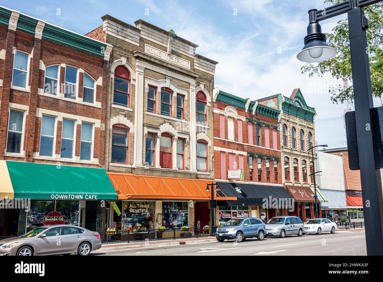 Decatur Illinois,North Main Street downtown buildings historic business district Stock Photo