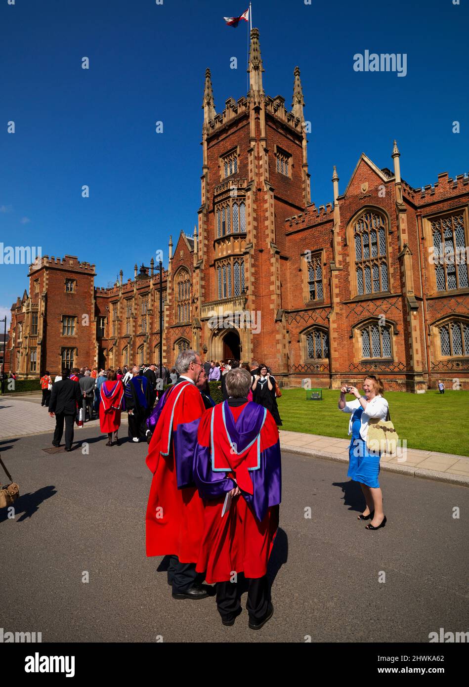 Graduation Day at Queen's University in Belfast, Northern Ireland. Stock Photo
