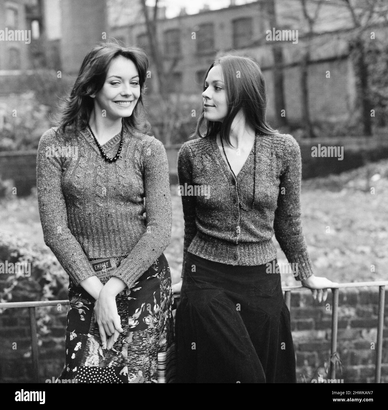 Lesley Anne Down and Jacqueline Tong, British actresses who will be starring in the new series of Upstairs, Downstairs for London Weekend Television, pictured Thursday 20th December 1973. Stock Photo