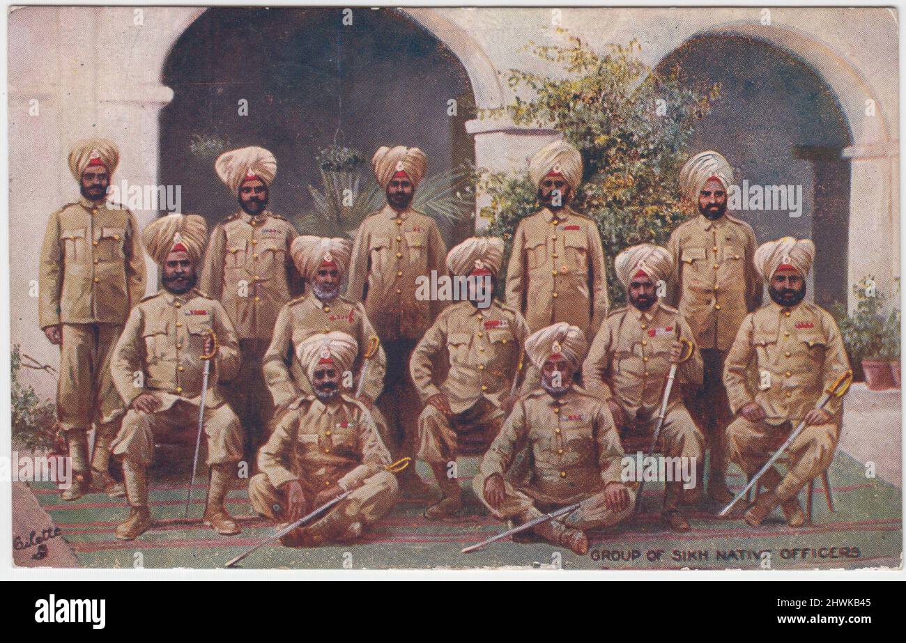 'Group of Sikh Native Officers': group of officers in the British Indian Army, early 20th century Stock Photo