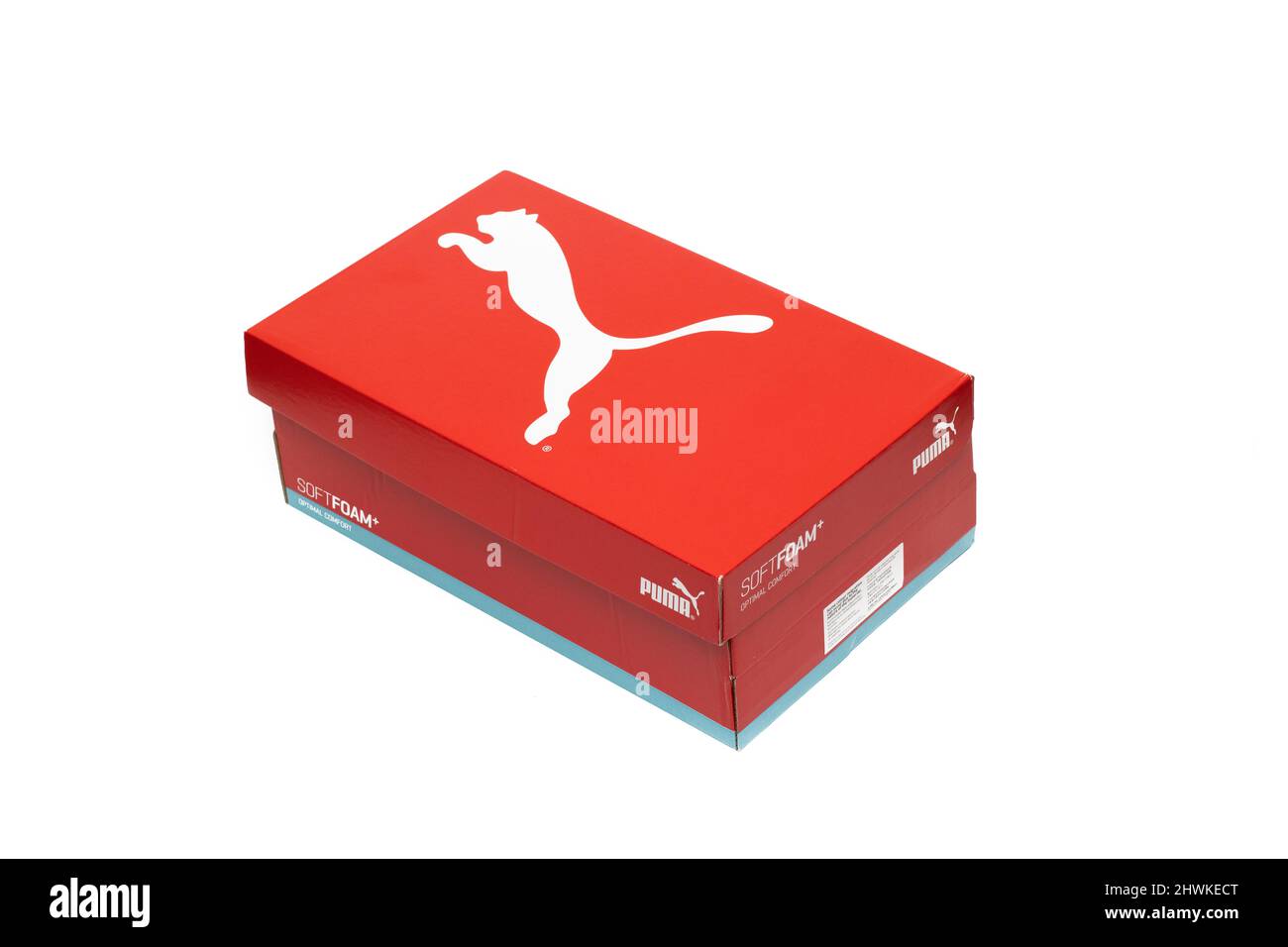 Huelva, Spain; 3.6.2022: Puma brand shoe box, red Stock Photo - Alamy