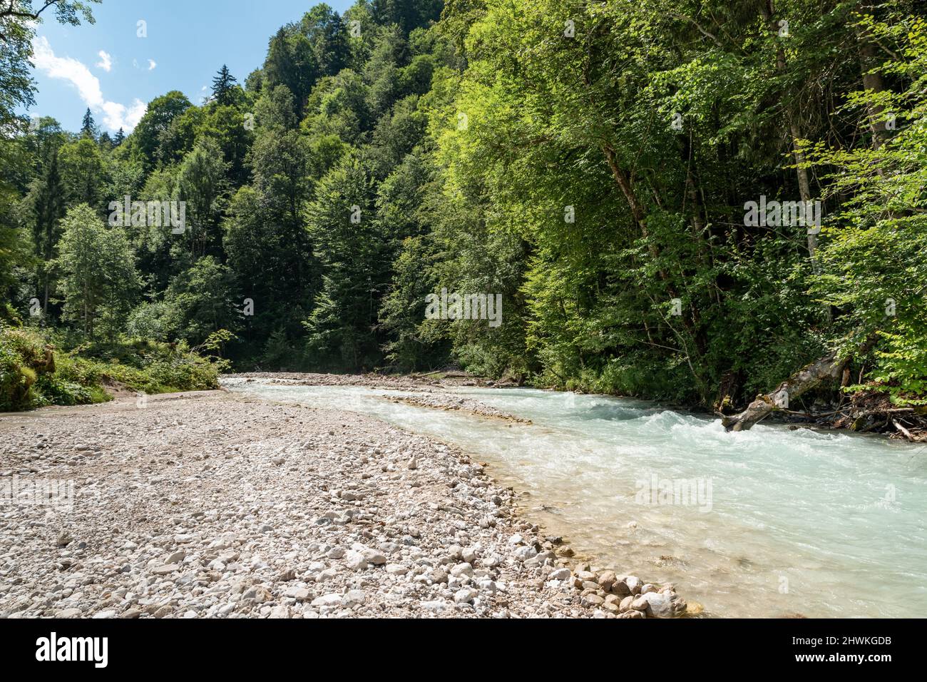 View to river Partnach in Bavaria Germany. With melt water from the Schneeferner Glacier. Stock Photo