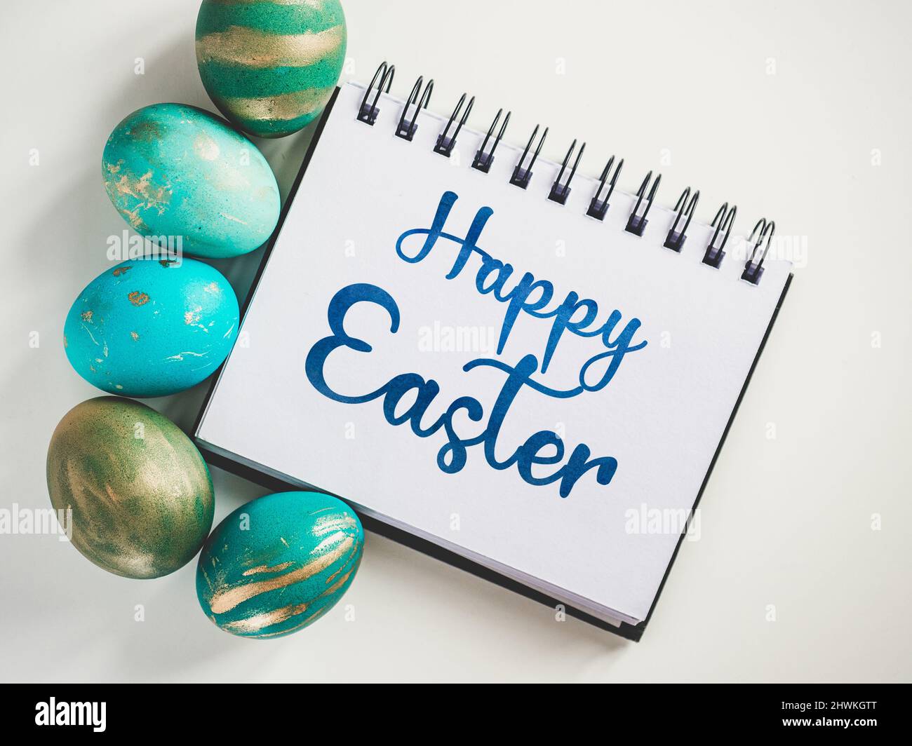 Happy Easter. Easter eggs painted with colorful paints Stock Photo