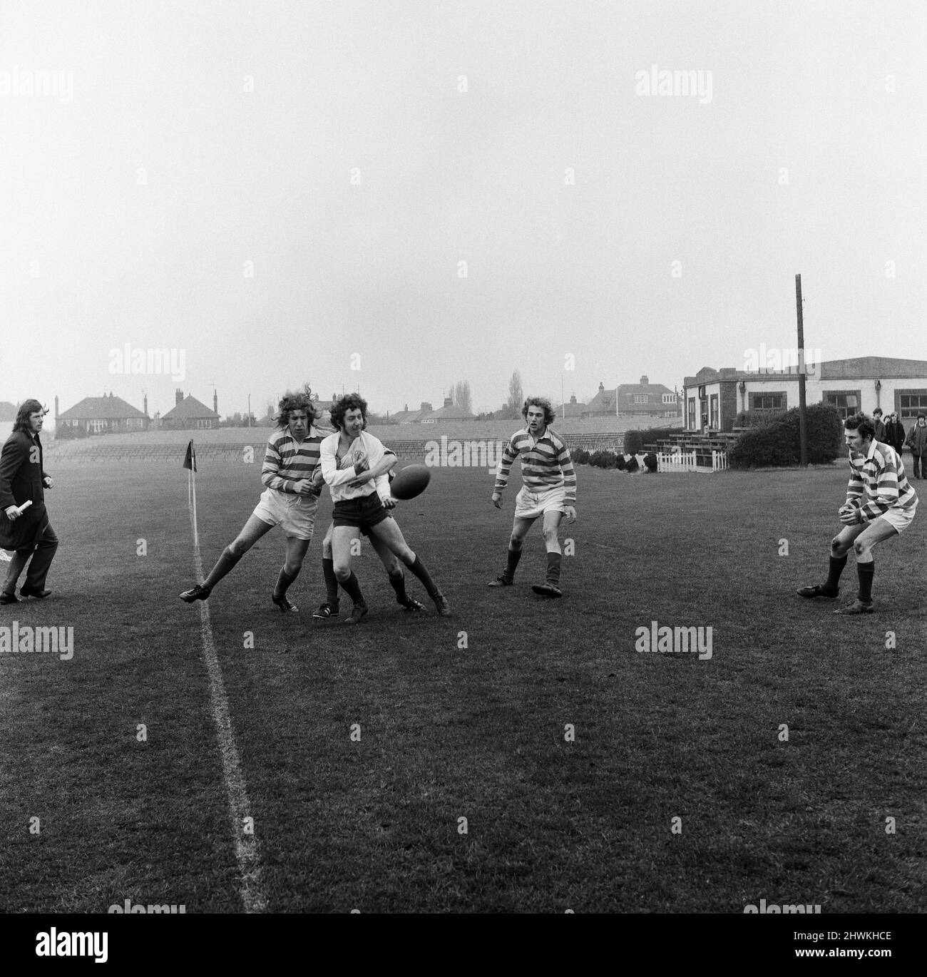 Rugby match in Acklam, Middlesbrough. 1971 Stock Photo Alamy