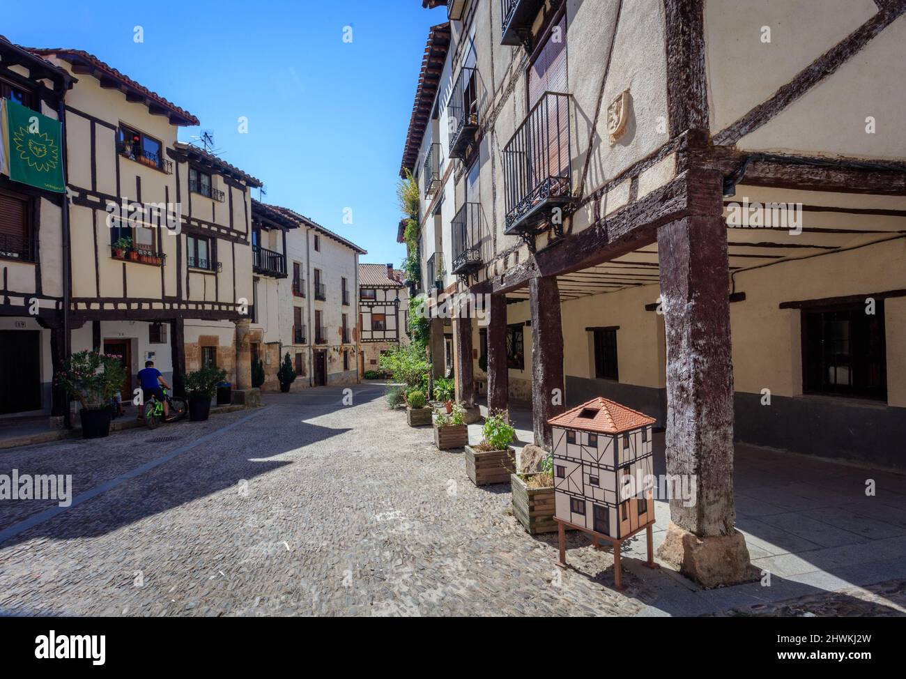 Typical houses of Covarrubias, a medieval town in the province of Burgos. Spain. It is considered one of the most beautiful village of Castilla y Leon Stock Photo