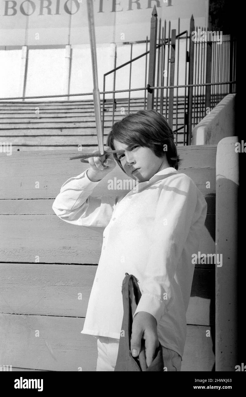 Ten-year-old Mike Faweett learning to be a bullfighter. January 1972 72-00001-004 Stock Photo