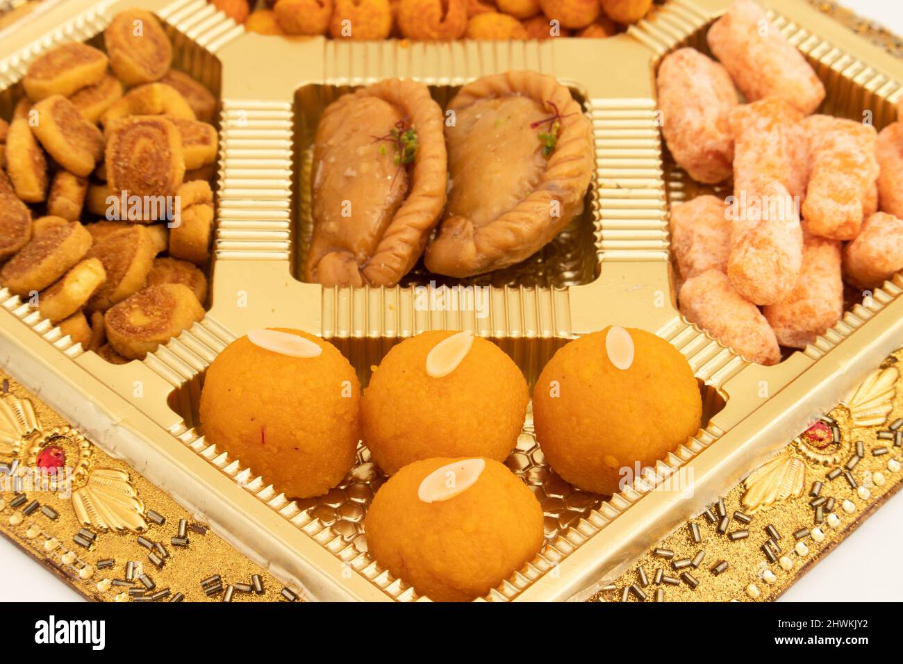 Indian Shahi Mithai Gujia Or Gujiya, Spicy Crispy Snacks Namkeen Also ...