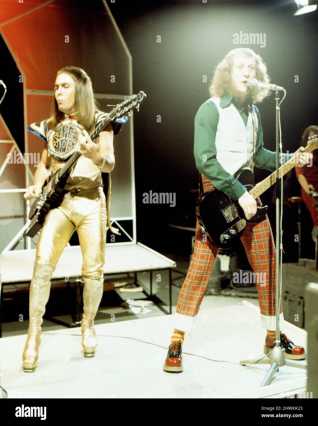 Midlands Pop Group Slade during rehearsls for Top of the Pops at the BBC's  White City Studio in London.20th June 1973 Stock Photo - Alamy