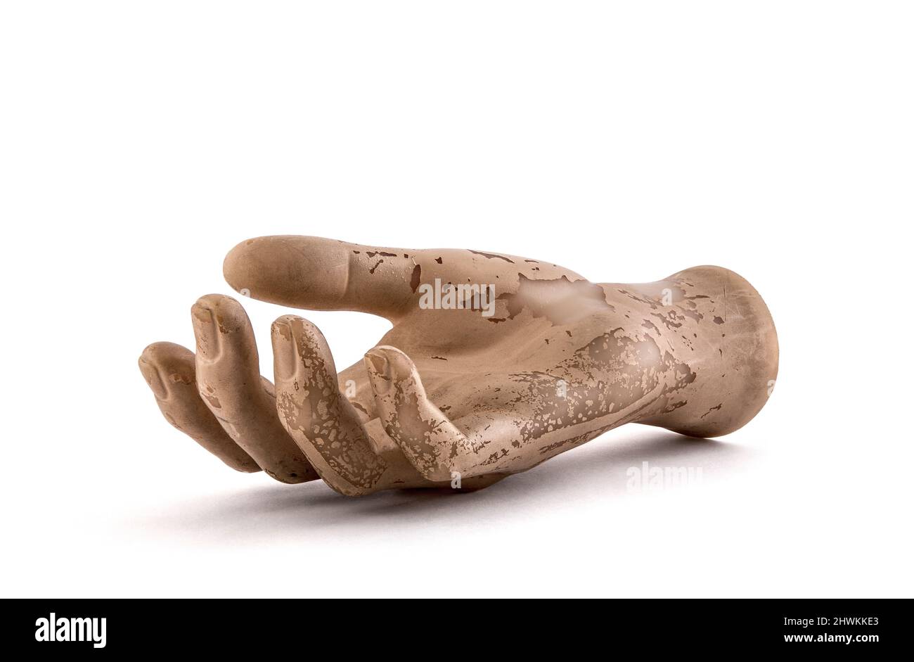 Old mannequin hand isolated on white background with clipping path Stock Photo