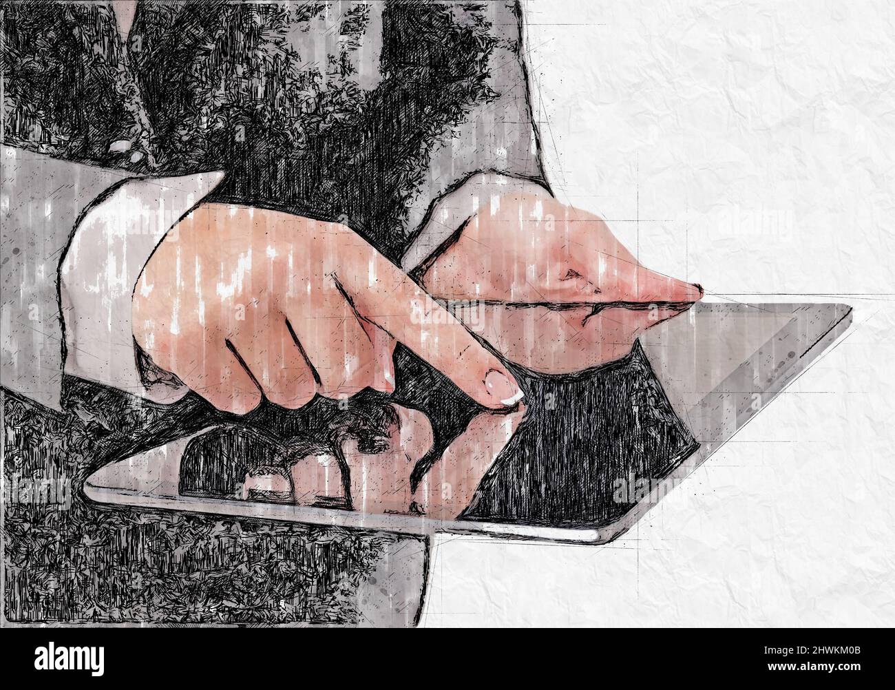 Hand drawing touchpad on white hi-res stock photography and images - Alamy