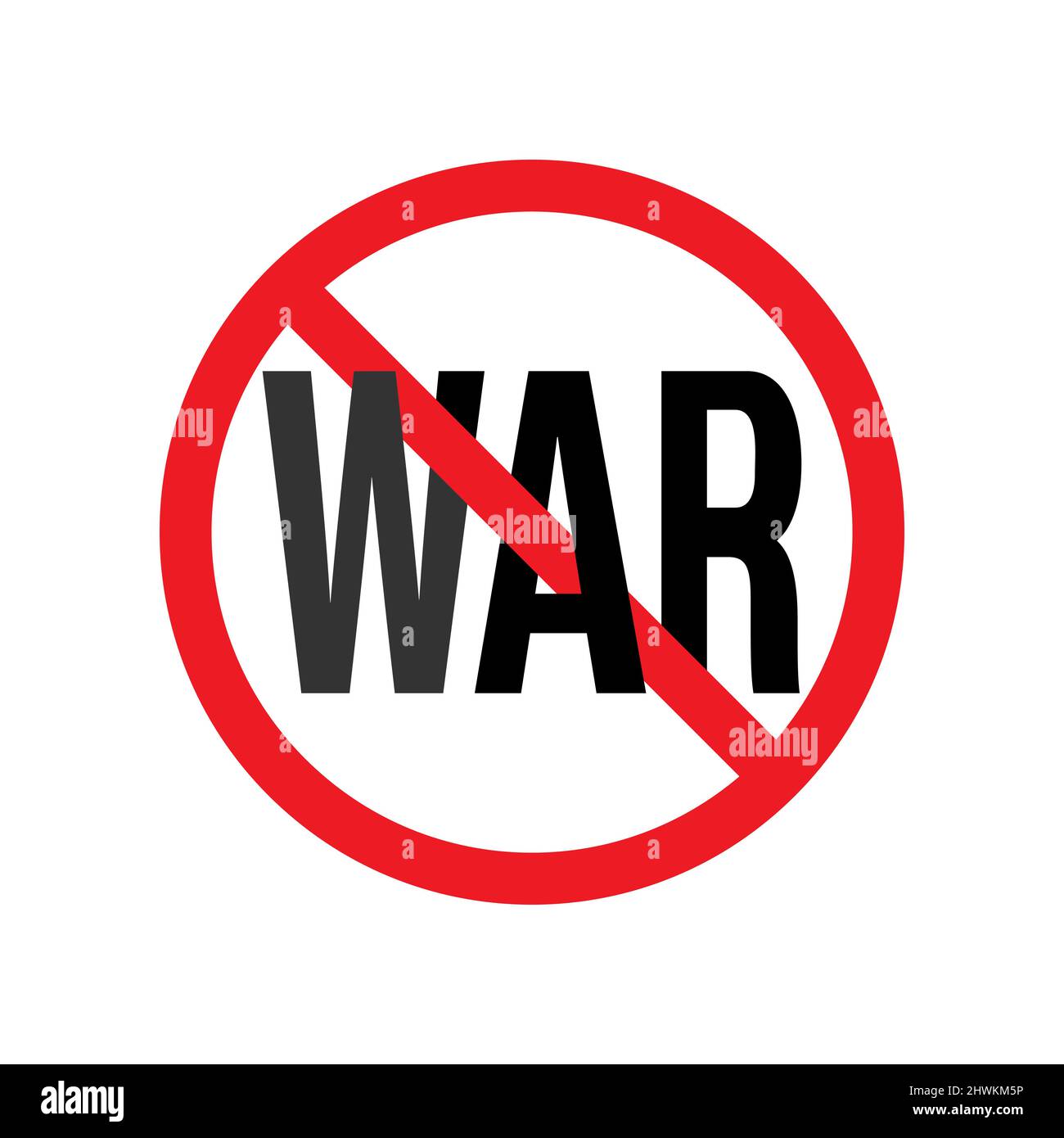 A red circle with the word WAR crossed out. Stock Vector
