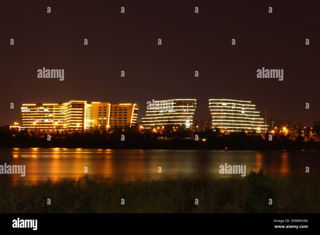 High tech building at night hi-res stock photography and images - Alamy
