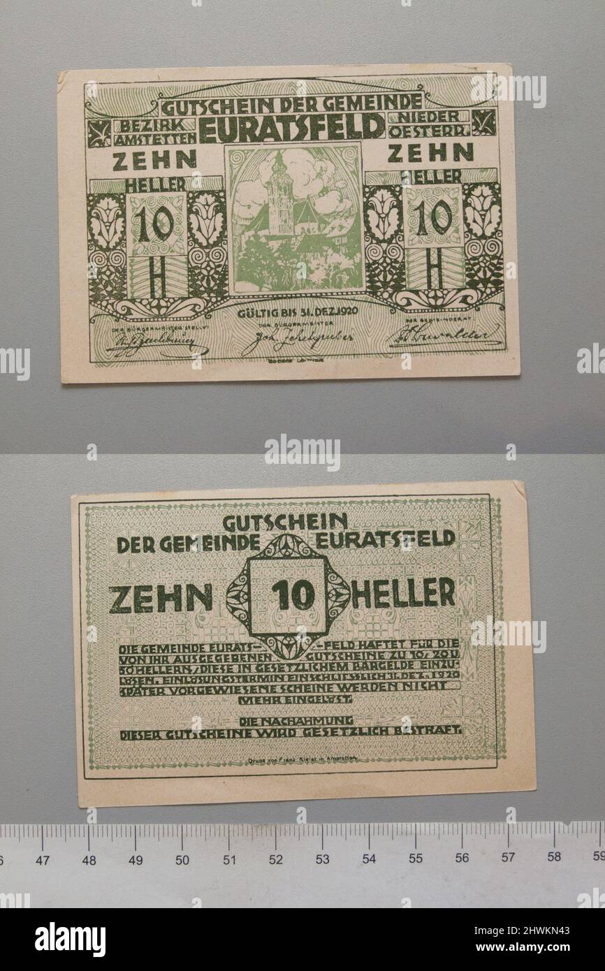10 Heller from Euratsfeld, Notgeld.  Mint: Euratsfeld Stock Photo