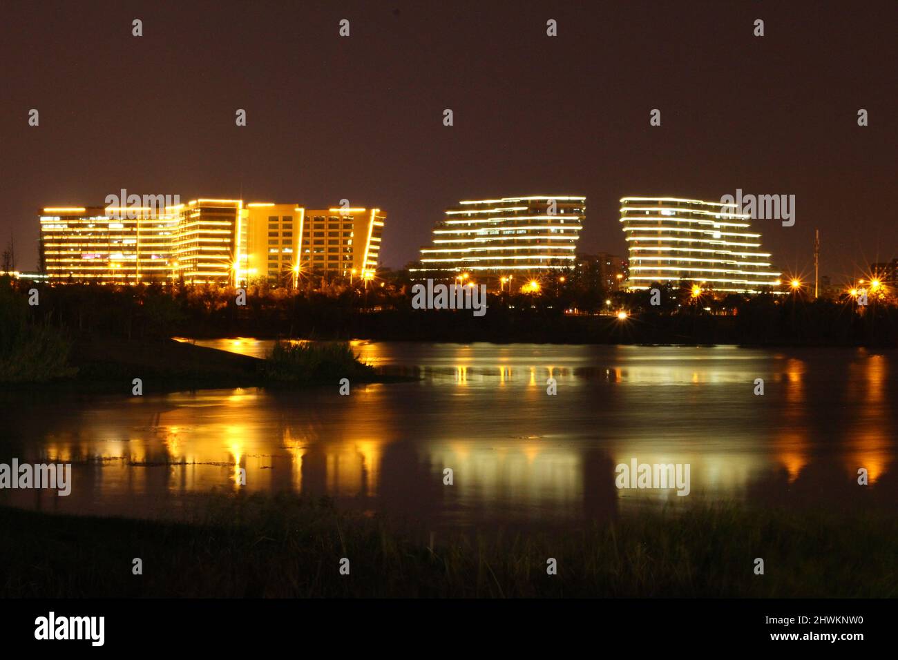 High tech building at night hi-res stock photography and images - Alamy