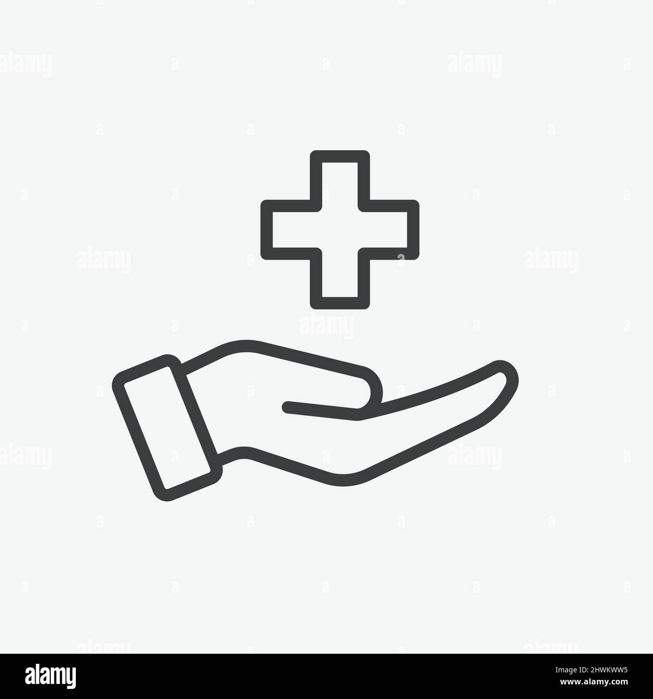 Insurance Medical Care Hand Flat Vector Icon Stock Vector