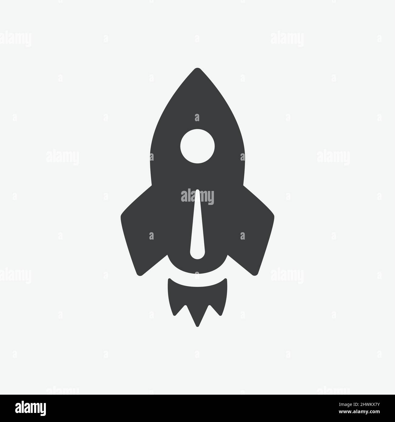 Rocket Spaceship Startup Flat Vector Icon Stock Vector