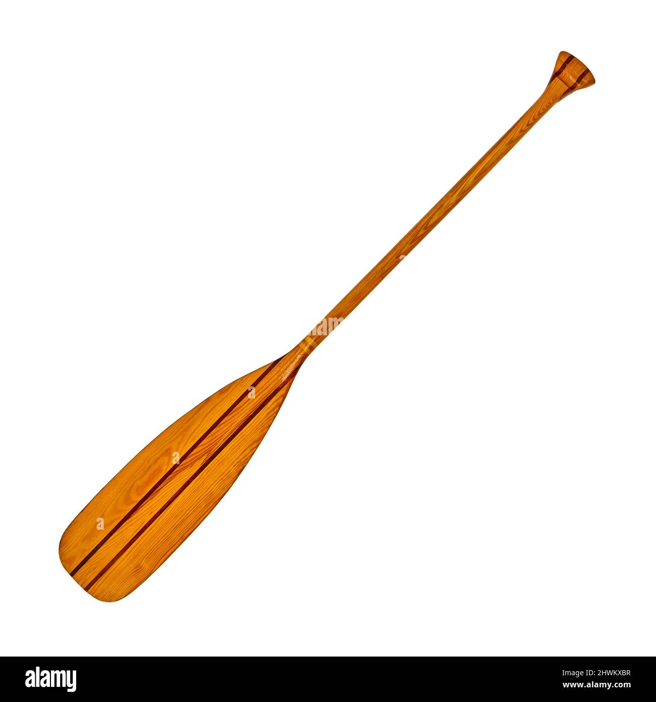 Wooden paddle for kayak isolated on white background. Stock Photo