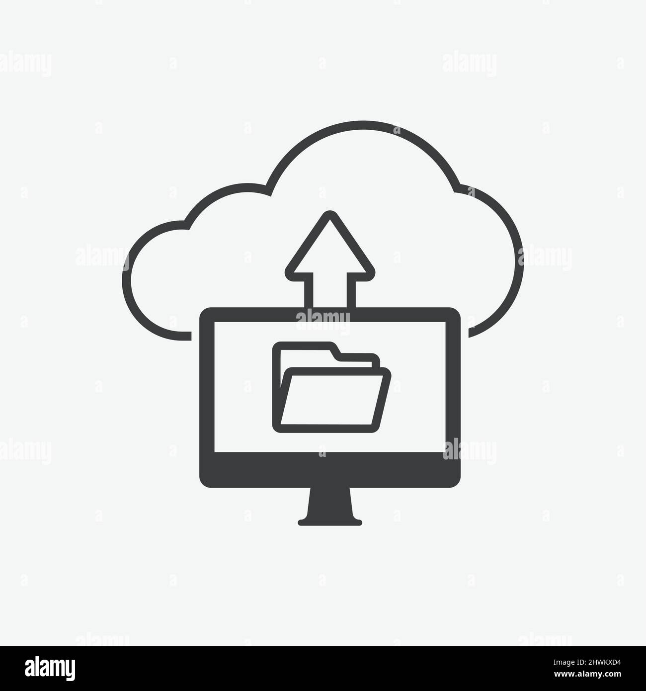 Cloud Upload Files Computer Flat Vector Icon Stock Vector Image & Art ...