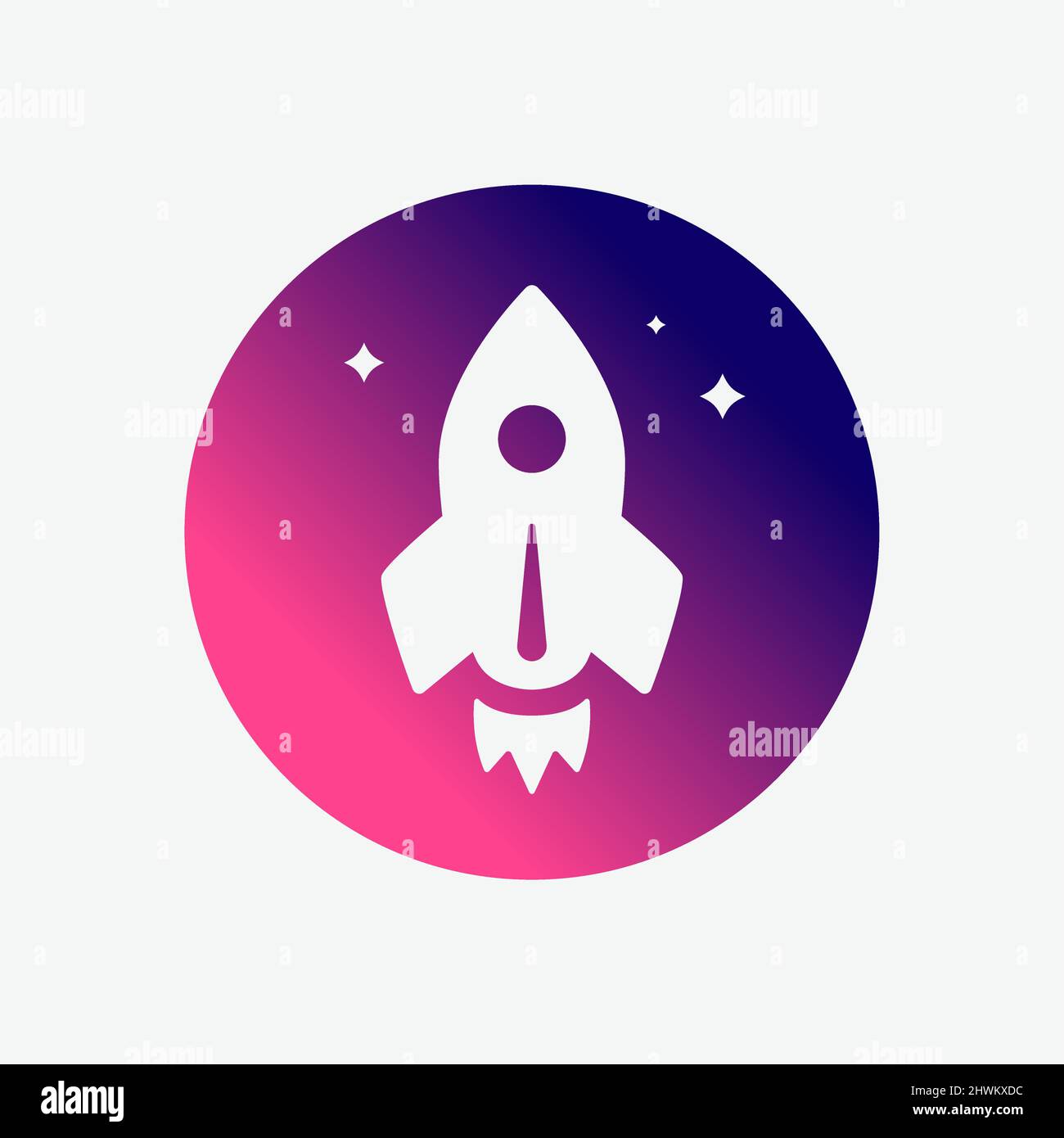 Rocket Spaceship Startup Round Color Vector Icon Stock Vector