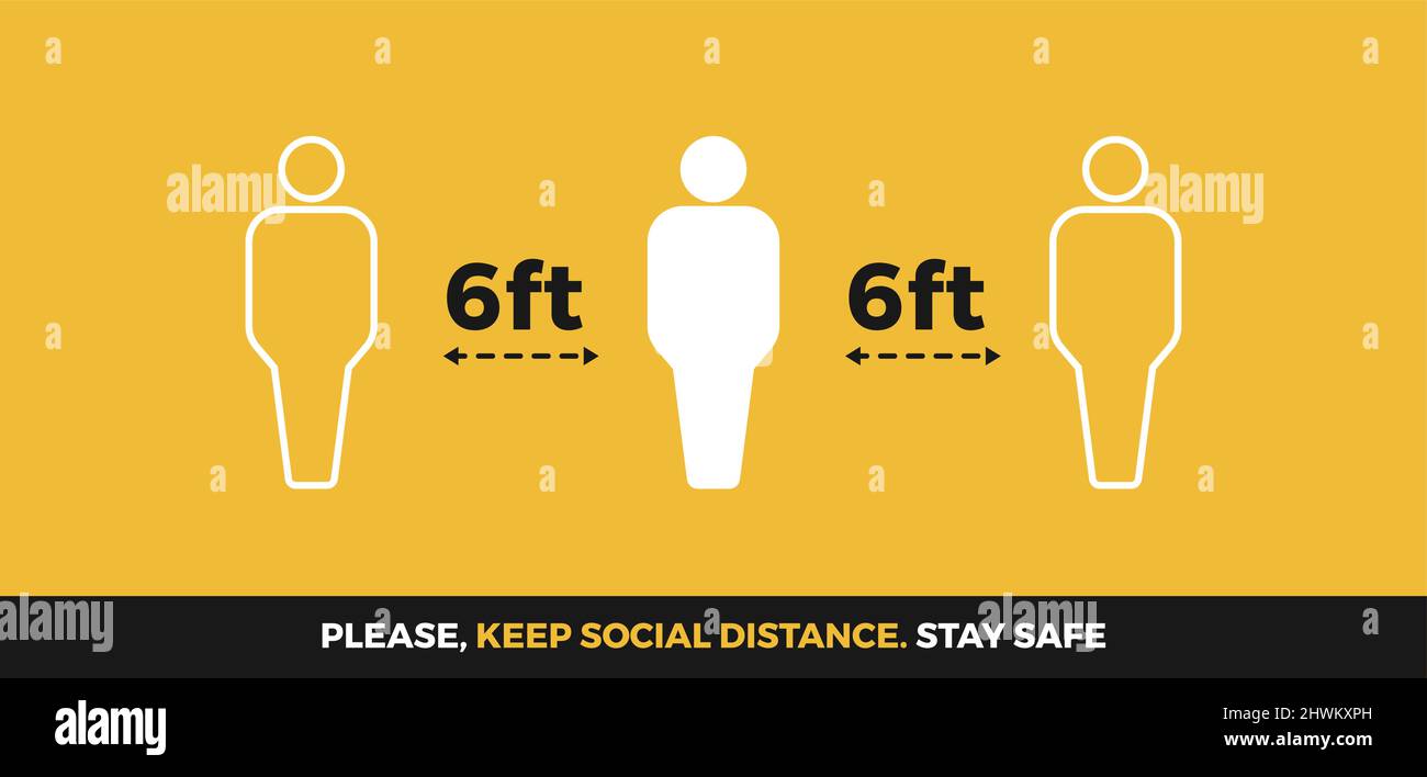 Keep Distance 6 Feet Stay Safe COVID Vector Label Set Stock Vector ...