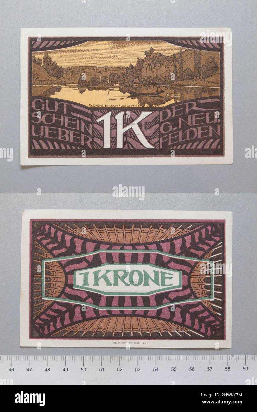 1 Krone from Neufelden, Notgeld.  Mint: Neufelden Stock Photo
