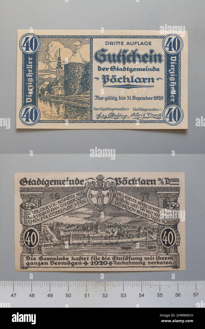 40 Heller from Pochlarn, Notgeld.  Mint: Pochlarn Stock Photo