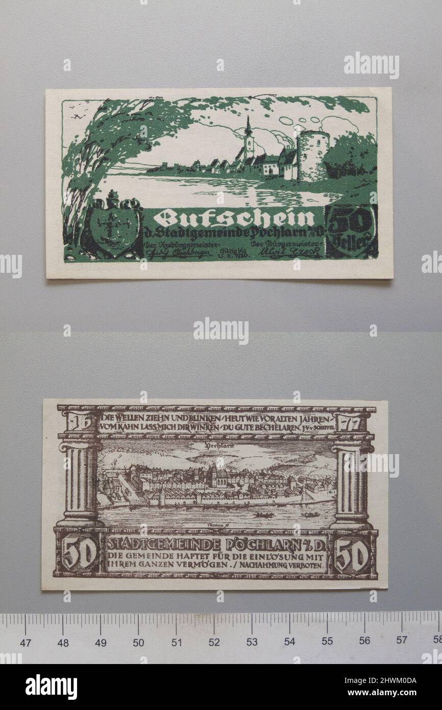 50 Heller from Pochlarn, Notgeld.  Mint: Pochlarn Stock Photo