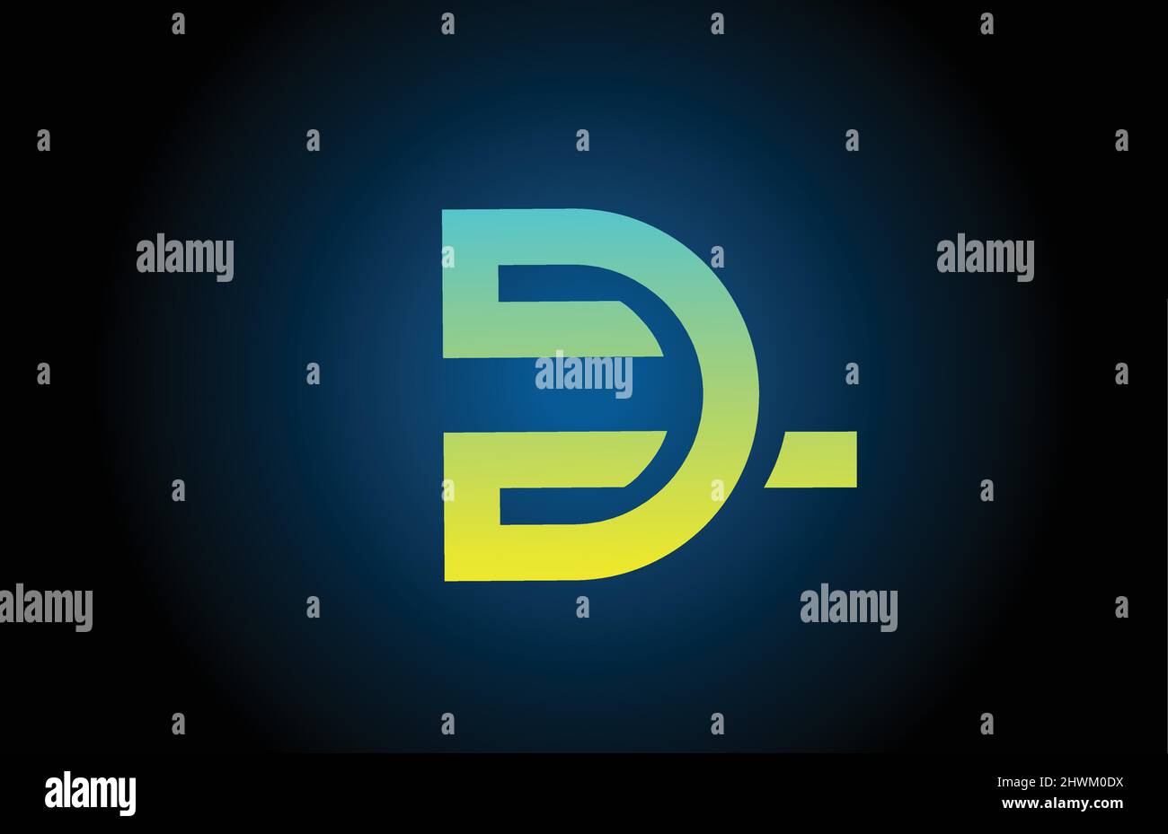 green line D alphabet letter logo icon design. Creative template for ...
