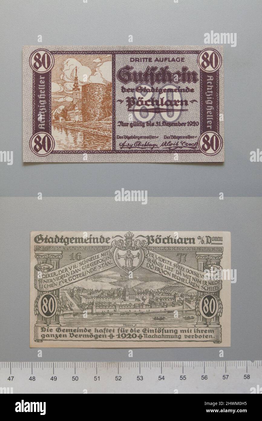 80 Heller from Pochlarn, Notgeld.  Mint: Pochlarn Stock Photo