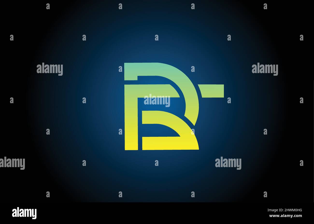green line R alphabet letter logo icon design. Creative template for ...
