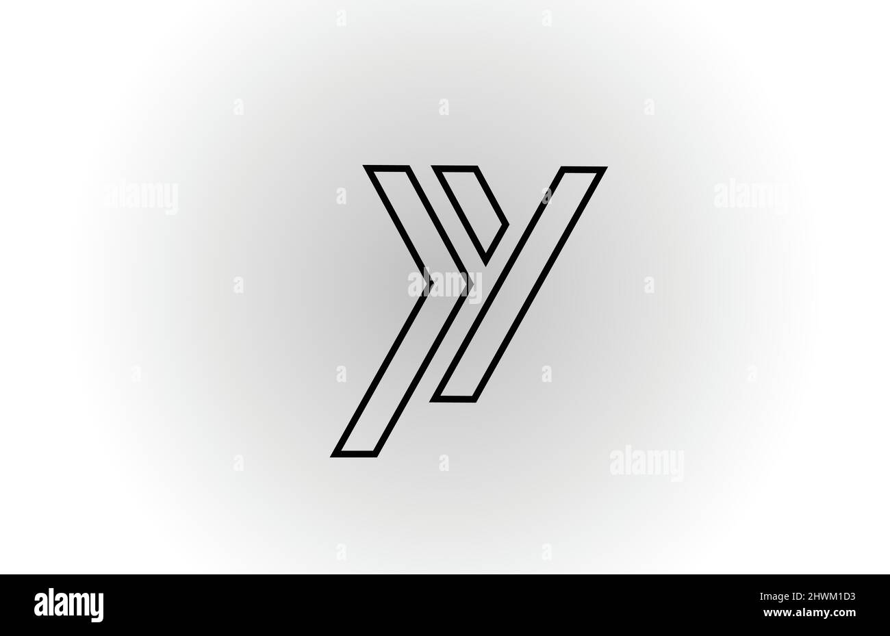 black and white Y alphabet letter logo icon design with line. Creative ...